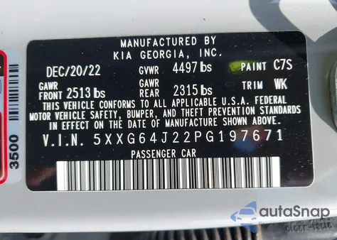 2023 Kia K5 Gt-Line z USA, uszkodzony, nr VIN 5XXG64J22PG197671